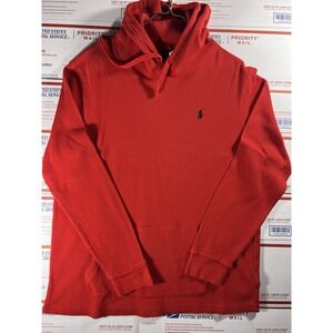 Polo Ralph Lauren Red Thermal‎ Waffle Knit Thick Hoodie Men's XL Dry Cleaned
